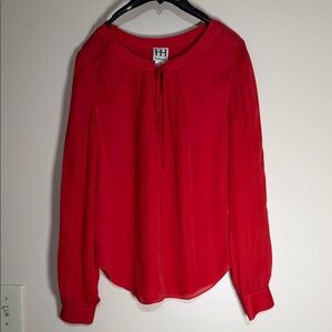 Haute Hippie Crimson Tie-Neck Long Sleeve Blouse